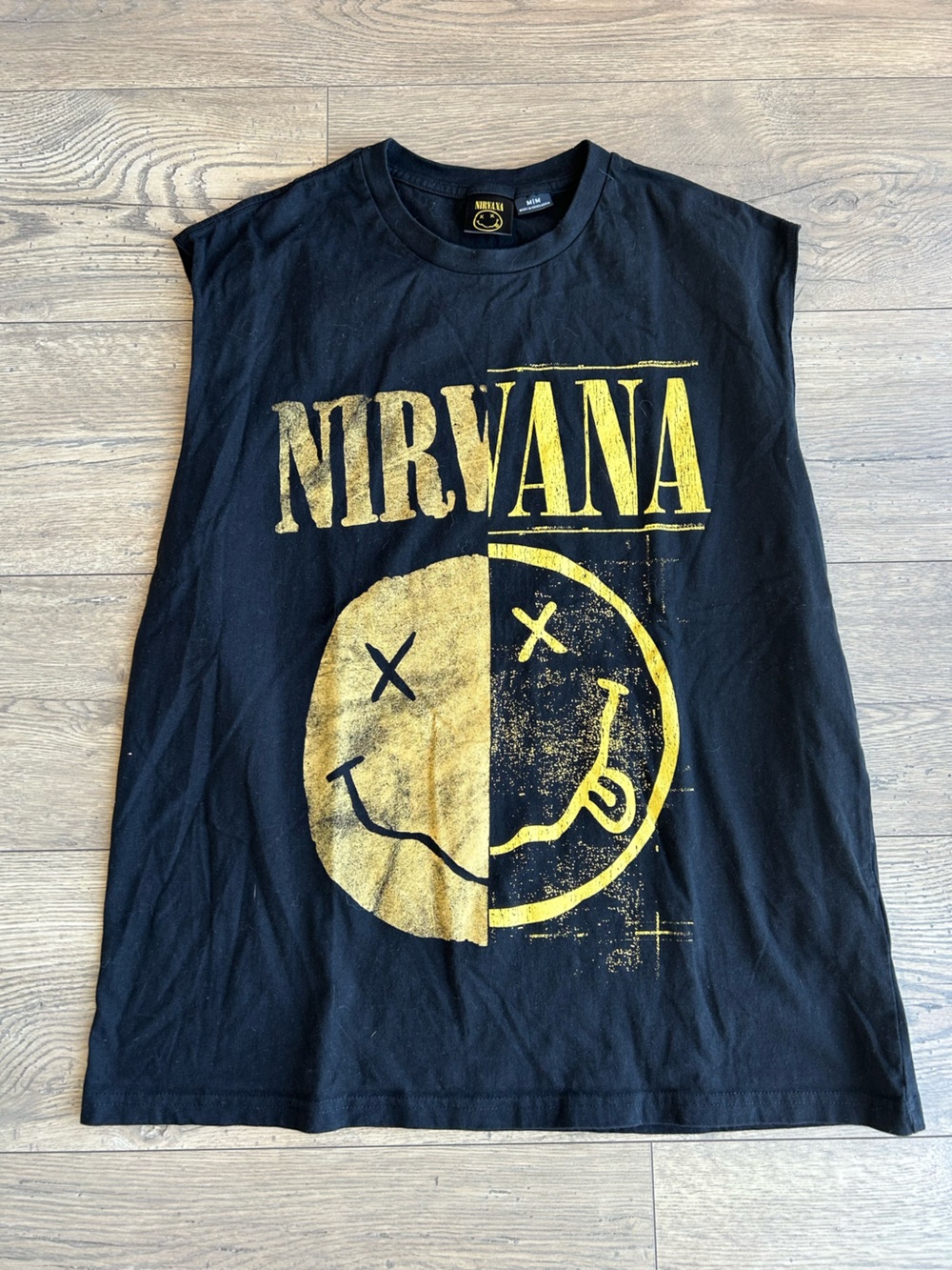 Nirvana Black & Yellow Graphic Muscle Tee